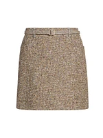 Belted Tweed Miniskirt