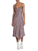 Lucia Printed Asmmetric Midi-Dress