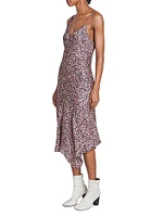 Lucia Printed Asmmetric Midi-Dress