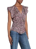 Lonea Floral Silk-Blend Top