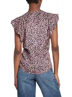 Lonea Floral Silk-Blend Top