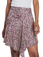 Selena Abstract Silk-Blend Miniskirt