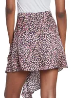 Selena Abstract Silk-Blend Miniskirt