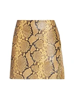 Blair Snake-Embossed Leather Miniskirt