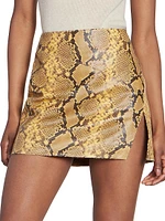 Blair Snake-Embossed Leather Miniskirt