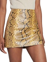 Blair Snake-Embossed Leather Miniskirt