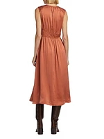 Elowyn Silk V-Neck Midi-Dress