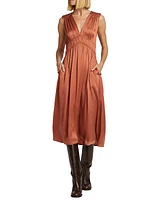 Elowyn Silk V-Neck Midi-Dress