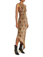 Damask Fringe Maxi Dress