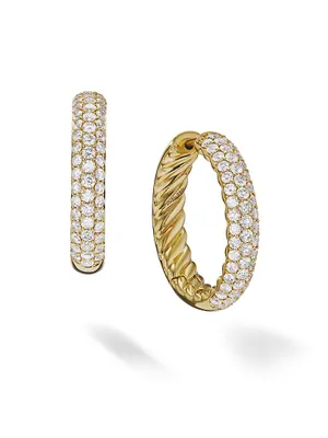 DY Mercer Hoop Earrings In 18K Yellow Gold With Pave Diamonds