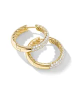 DY Mercer Hoop Earrings In 18K Yellow Gold With Pave Diamonds