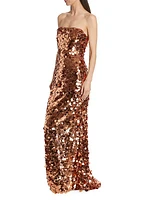 Farah Strapless Sequined Gown