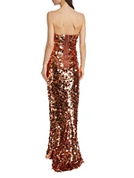 Farah Strapless Sequined Gown