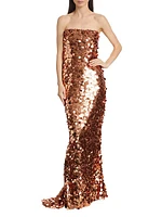 Farah Strapless Sequined Gown