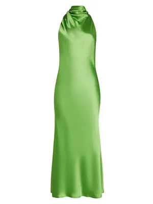 Penella Satin Halter Maxi Dress