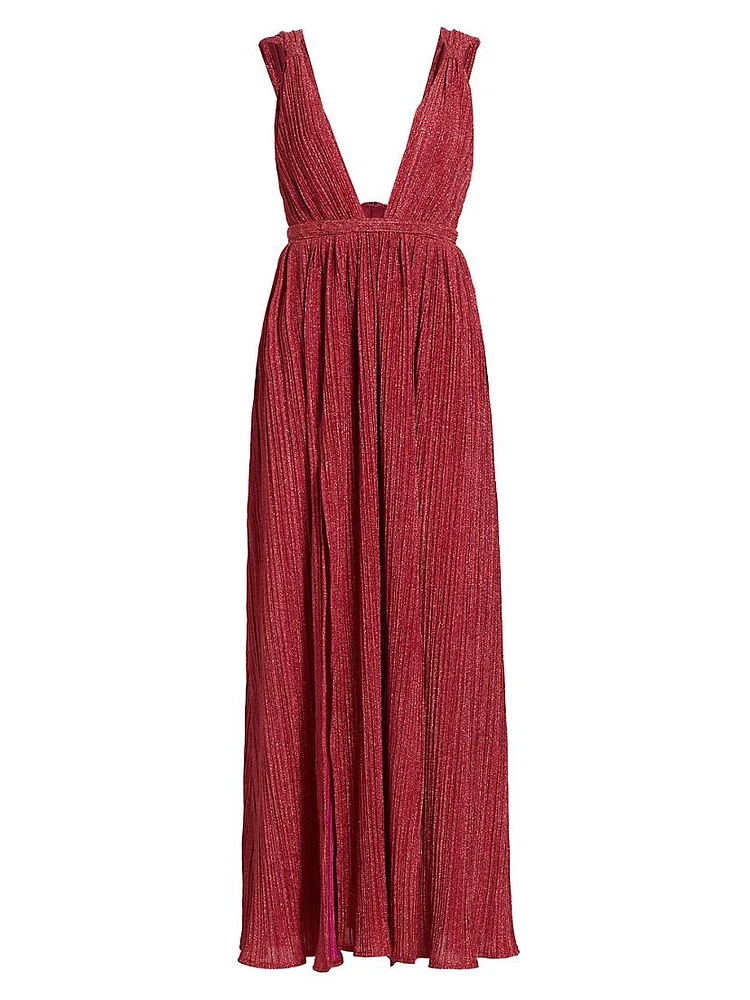 Allure Shimmering Pleated Maxi Dress