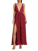 Allure Shimmering Pleated Maxi Dress