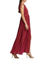 Allure Shimmering Pleated Maxi Dress