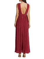 Allure Shimmering Pleated Maxi Dress