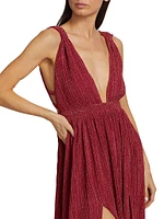 Allure Shimmering Pleated Maxi Dress