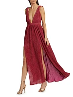 Allure Shimmering Pleated Maxi Dress