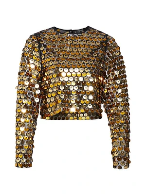 Mina Sequined Long-Sleeve Top