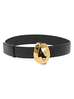 Abstract Buckle Leather Belt