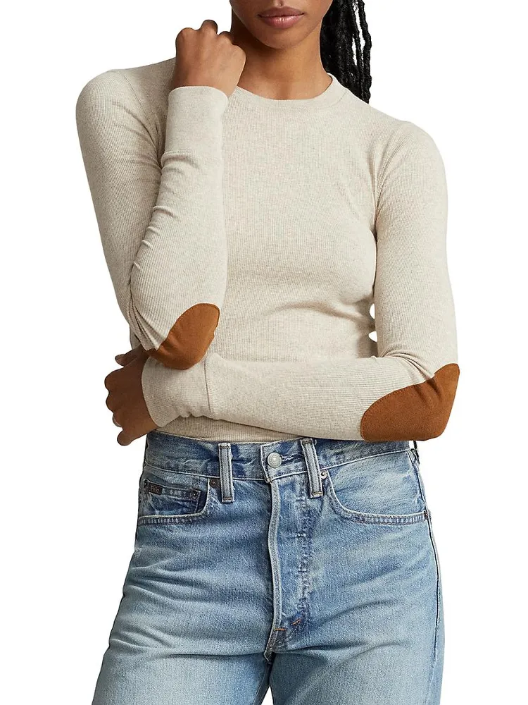 Ribbed Elbow-Patch Top