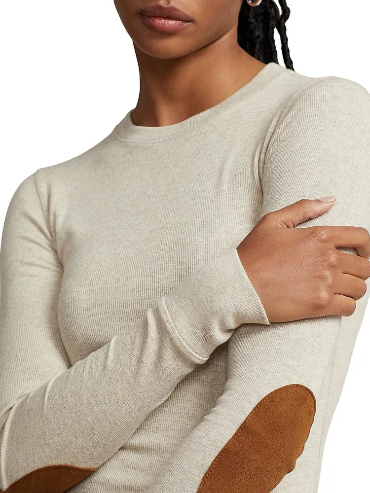 Ribbed Elbow-Patch Top