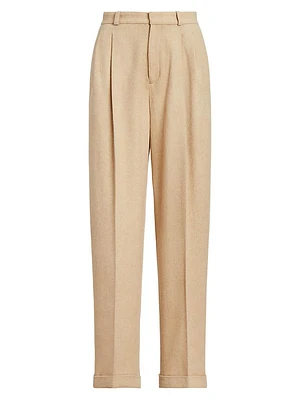 Herringbone Wide-Leg Wool Trousers