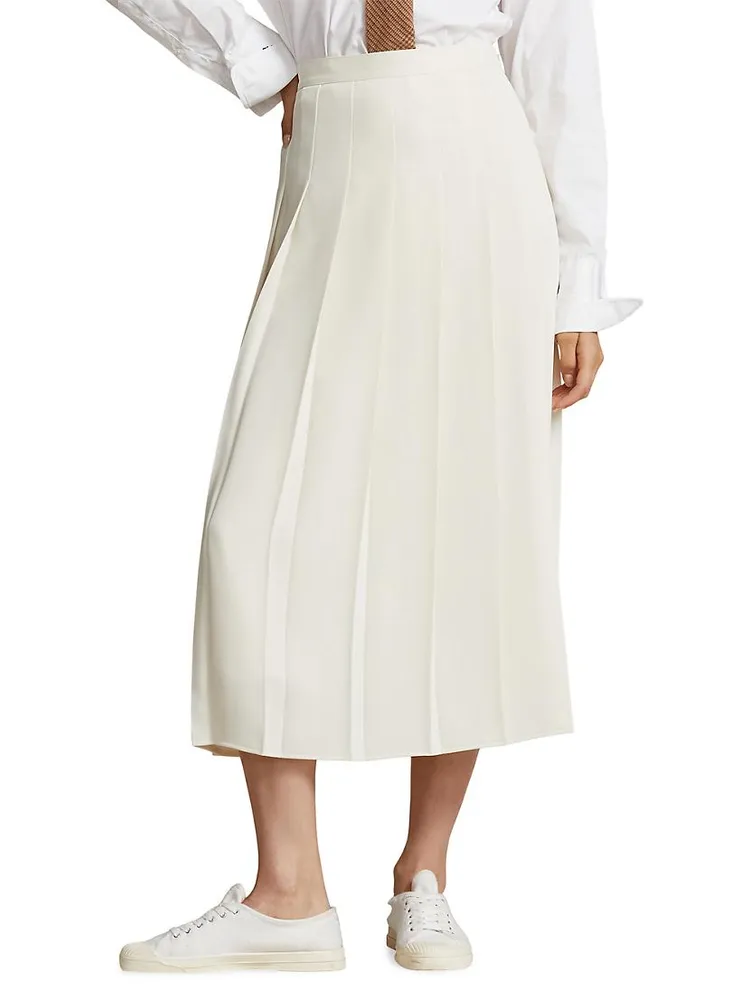 Pleated A-Line Midi-Skirt