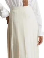 Pleated A-Line Midi-Skirt