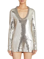 Sequined V-Neck Minidress