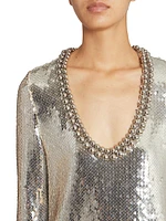 Sequined V-Neck Minidress