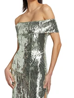 Glencoe Sequined Off-The-Shoulder Gown