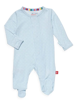 Baby's Pin Dot Ruffle-Trimmed Footie