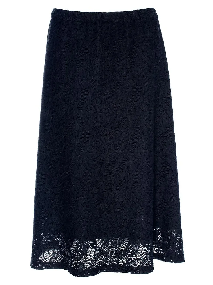 A-Line Lace Skirt Partial Lined Sheer Hem