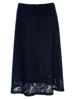 A-Line Lace Skirt Partial Lined Sheer Hem