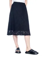 A-Line Lace Skirt Partial Lined Sheer Hem