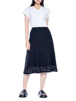 A-Line Lace Skirt Partial Lined Sheer Hem