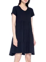 Short Sleeve Tiered Trapeze Dress