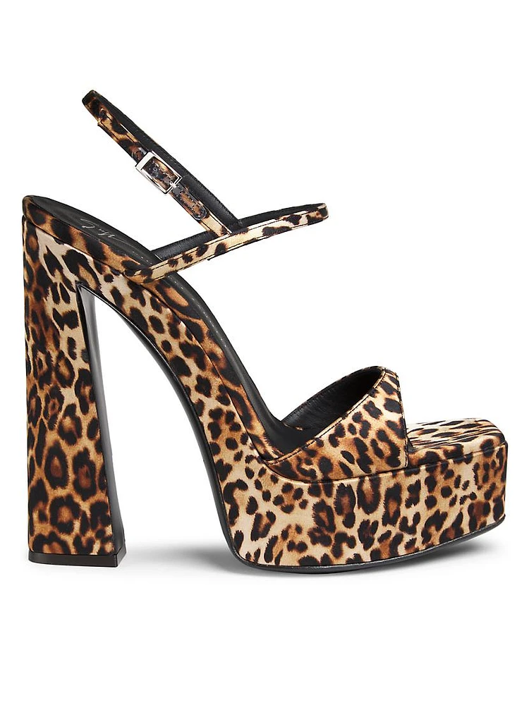 Destino 140MM Leopard Satin Platform Sandals