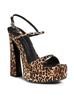 Destino 140MM Leopard Satin Platform Sandals