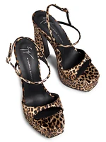 Destino 140MM Leopard Satin Platform Sandals