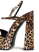 Destino 140MM Leopard Satin Platform Sandals