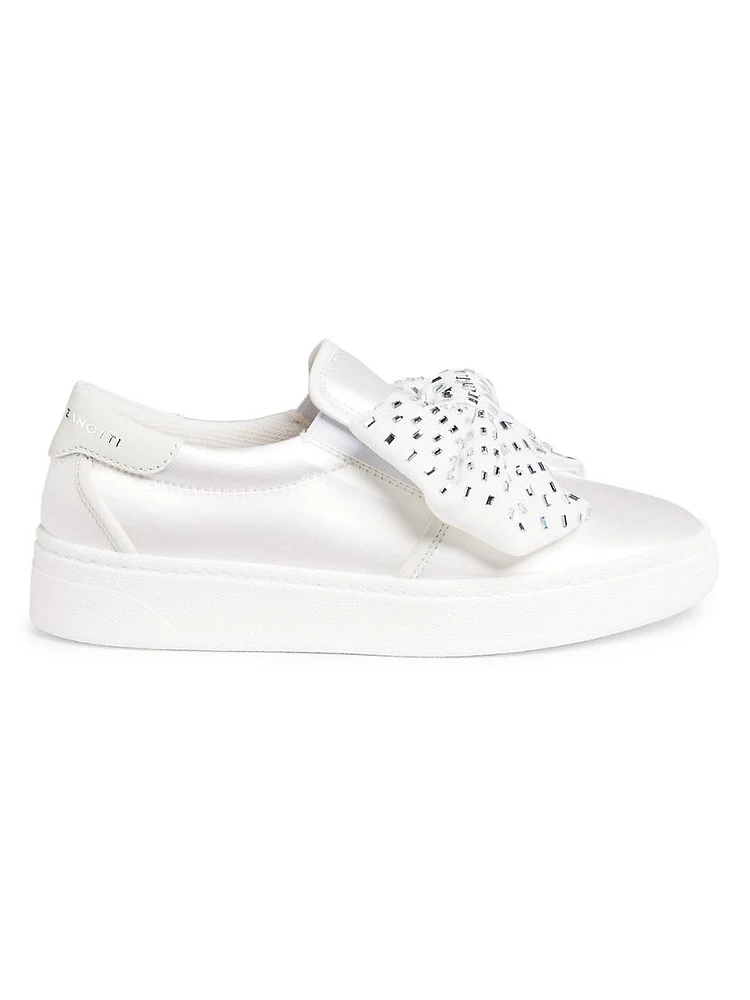 Swarovski Crystal & Bow-Embellished Slip-On Sneakers