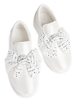 Swarovski Crystal & Bow-Embellished Slip-On Sneakers