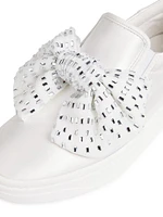 Swarovski Crystal & Bow-Embellished Slip-On Sneakers