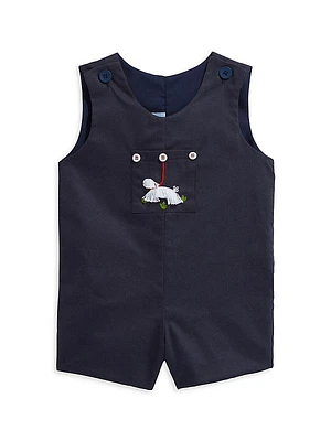 Baby Boy's Embroidered Sheepdog Romper