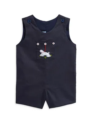 Baby Boy's Embroidered Sheepdog Romper